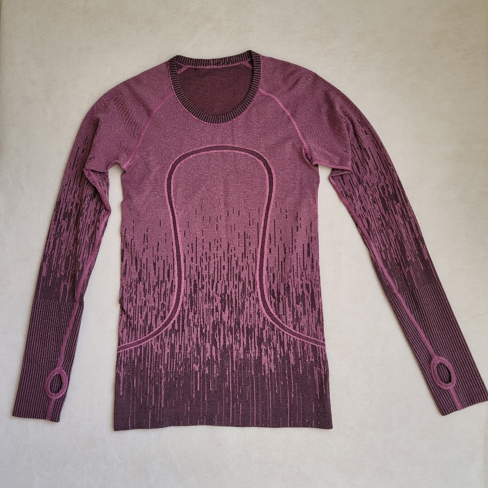 Lululemon Swiftly Tech Long Sleeve Crew Neck Heathered Reagal Plum Top Size 6